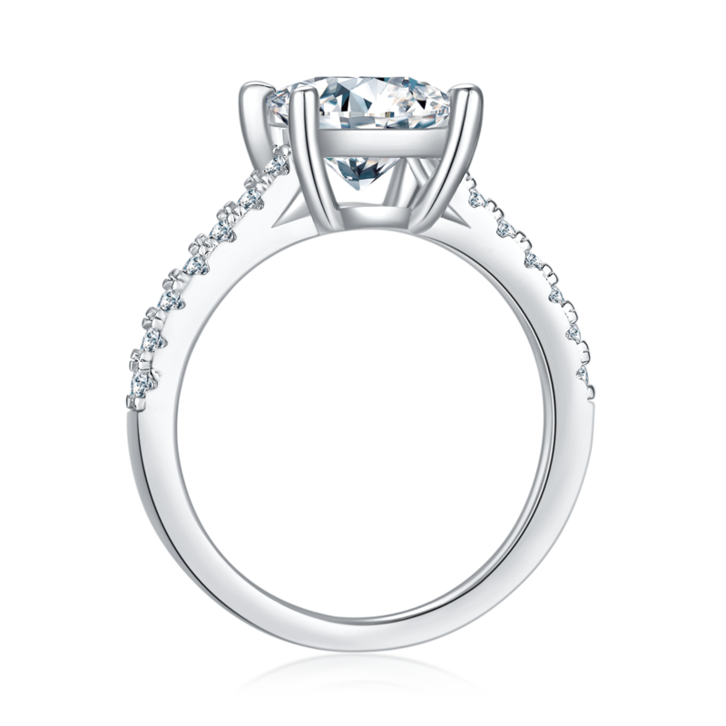 微镶正方形S925银镀白金MoissaniteWomen's Ring2.0ctD级
